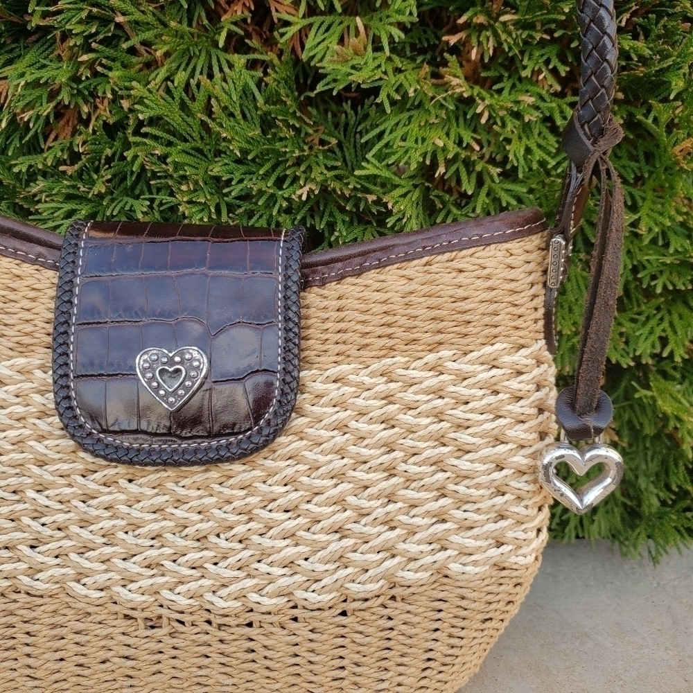 Brighton Heart Straw and Leather Handbag - Picture 4 of 6